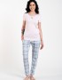 Cotton Women's Pyjamas , GLAMOUR  with checked pants, PINK